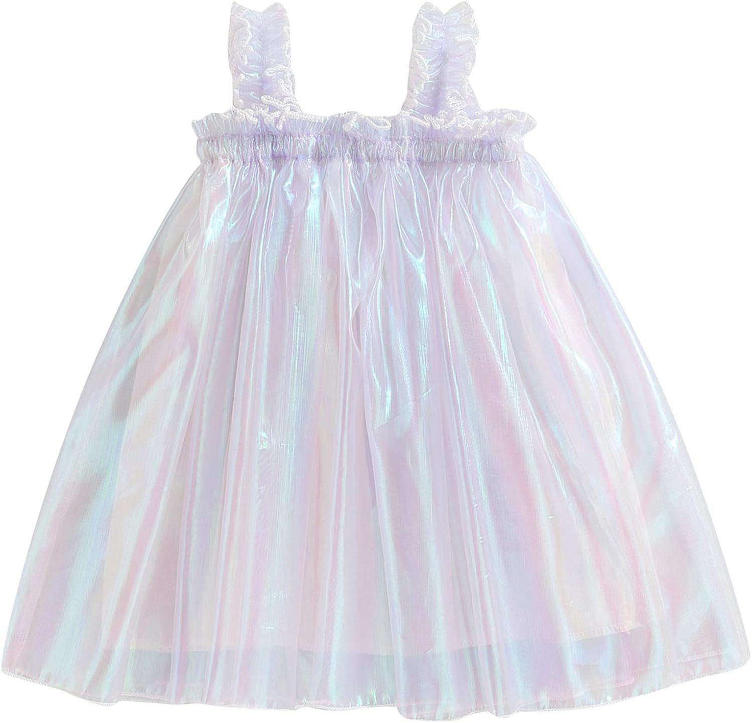 Mubineo Toddler Baby Girl Bright Tulle Tutu Dress Strappy Princess Dresses Sundress | Amazon (US)