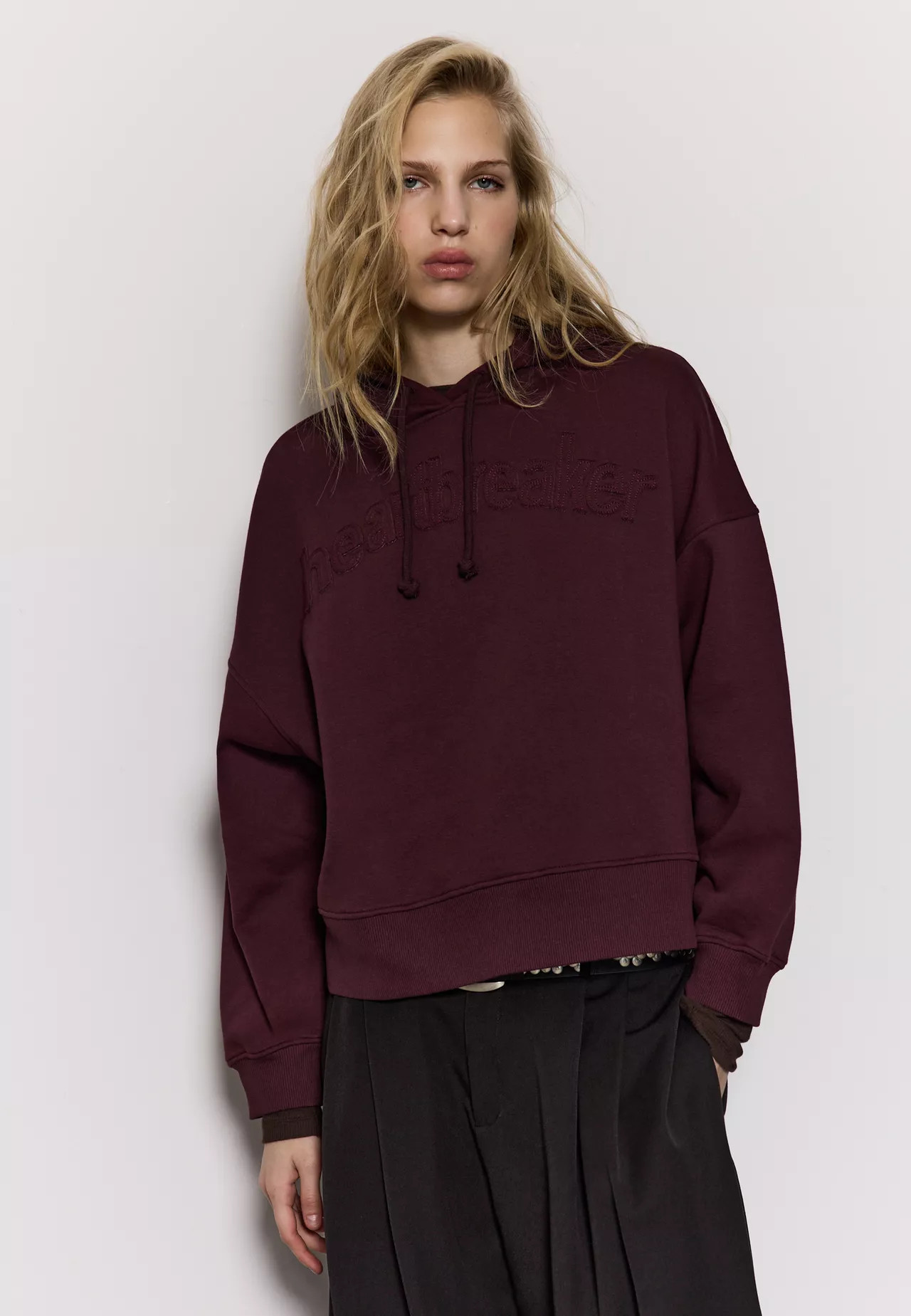 Sweater met capuchon en borduursel - Met capuchon voor dames | Stradivarius Netherlands | Stradivarius (NL)