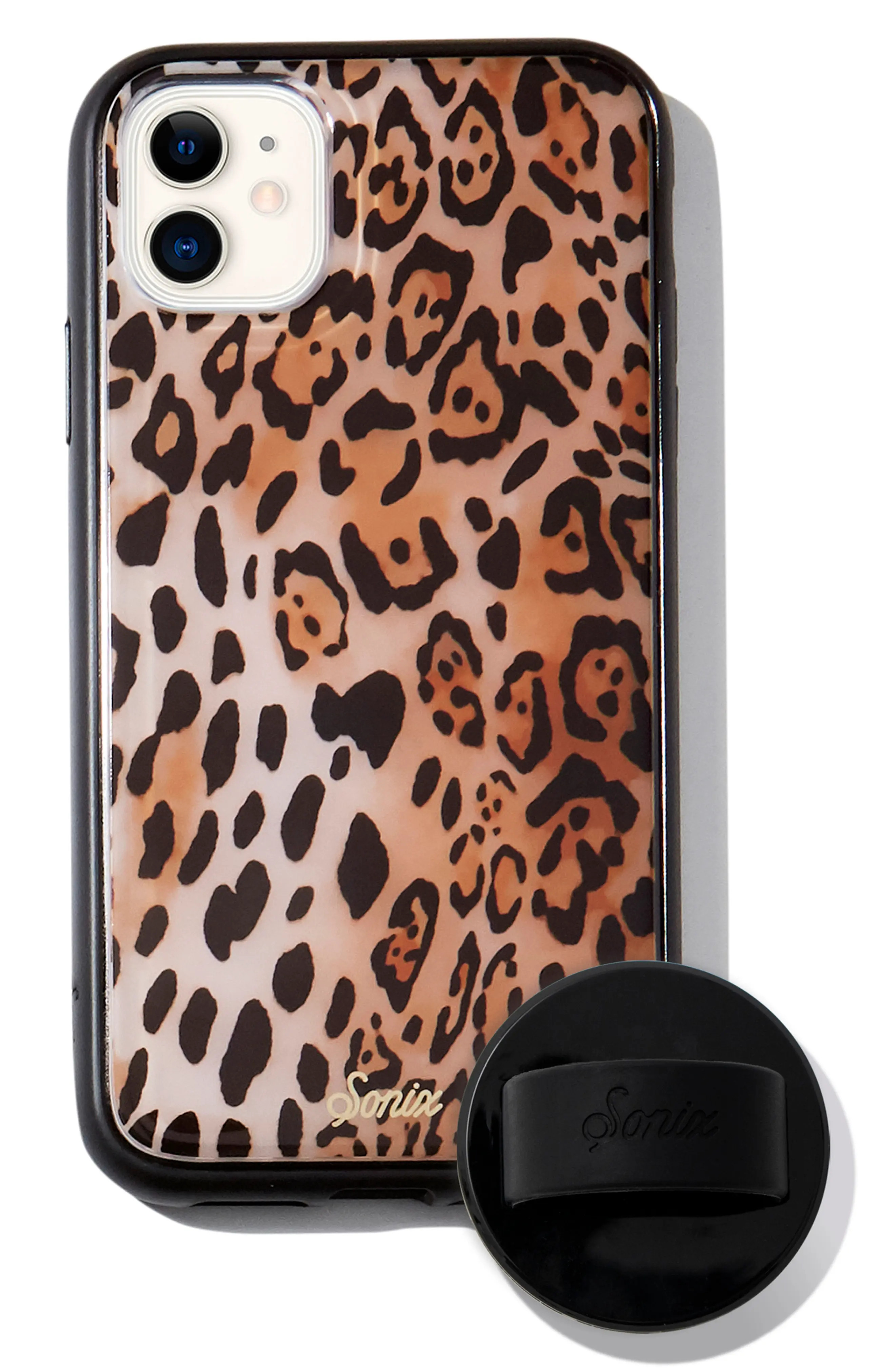 Sonix Watercolor Leopard Iphone 11 Case & Slide Silicone Phone Ring - Brown | Nordstrom