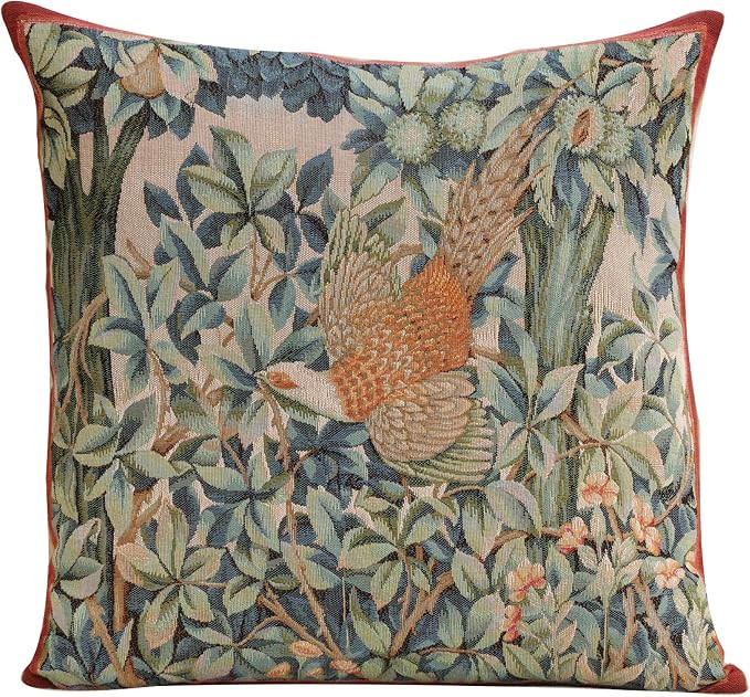 Charlotte Home Furnishings Decorative Tapestry Pillow Cover 19x19 in, Green Pheasant Couch Throw ... | Amazon (US)