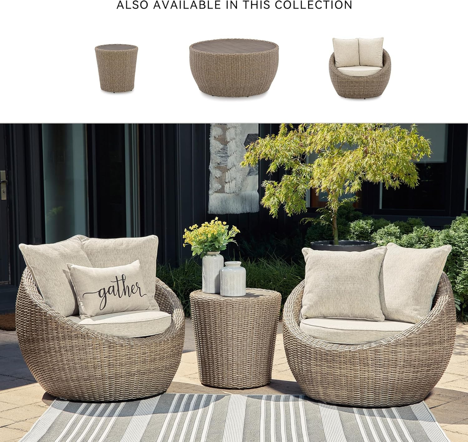 Signature Design by Ashley Danson Outdoor Lounge Chair with Cushion and 360-Degree Swivel, Set of... | Amazon (US)