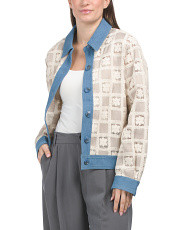 Crochet Patchwork Denim Trim Jacket | TJ Maxx