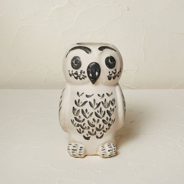 9" x 5.5" Owl Vase Beige Tint - Opalhouse™ designed with Jungalow™ | Target