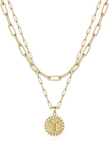 Yoosteel Christmas Gifts for Women, Gold Initial Necklaces for Women 14K Gold Plated Dainty Layer... | Amazon (US)