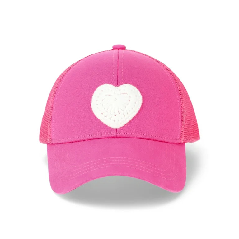 No Boundaries Pink Heart Trucker Hat, Women's | Walmart (US)