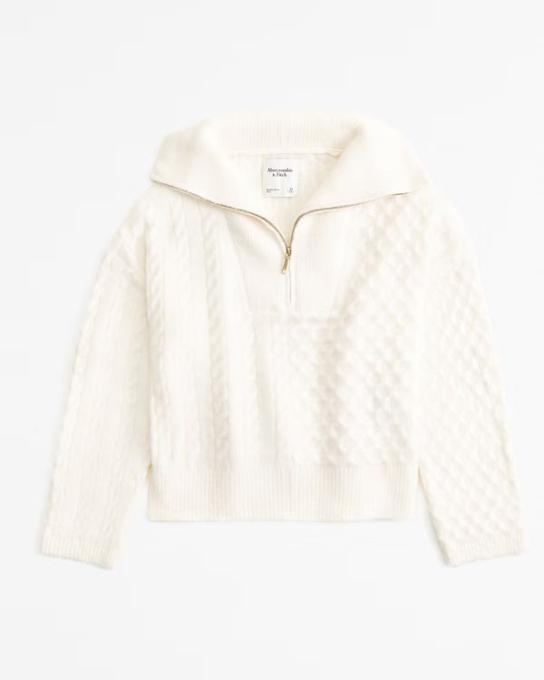 Women's Cable Half-Zip Sweater | Women's Tops | Abercrombie.com | Abercrombie & Fitch (US)