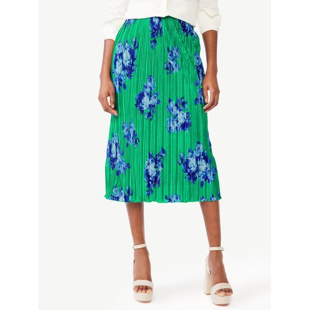 Scoop Women's Pull On Pleated Midi Pencil Skirt, Sizes XS-XXL | Walmart (US)