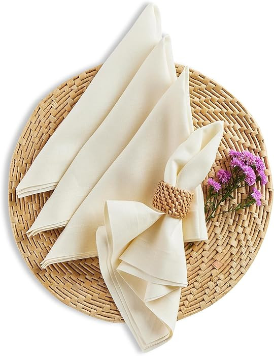 Solino Home Ivory Linen Napkins Set of 4-100% Pure Linen Cloth Washable Dinner Napkins 20 x 20 In... | Amazon (US)