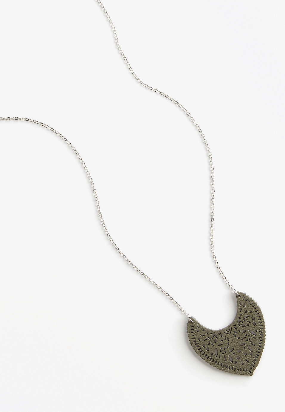 Olive Wooden Pendant Necklace | Maurices