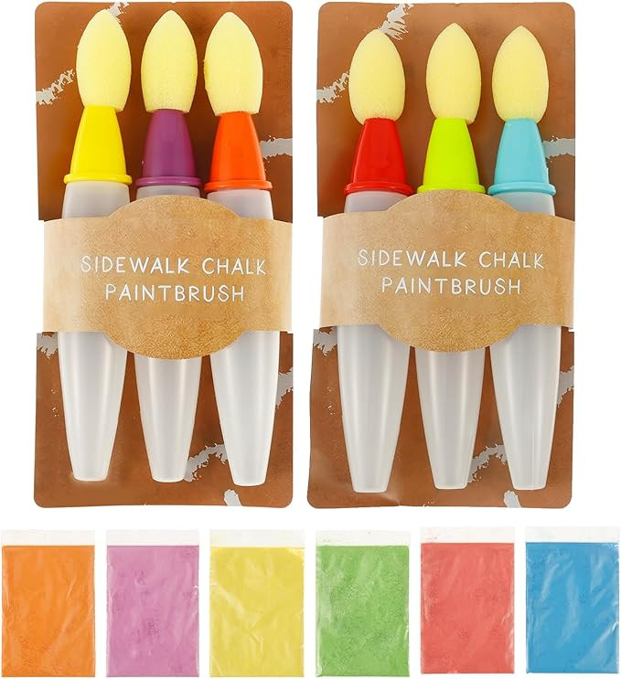 6Pcs Sidewalk Chalk Paint Brush Set, Sidewalk Chalk Paint with Liquid, DIY Washable Paintbrush Bu... | Amazon (US)