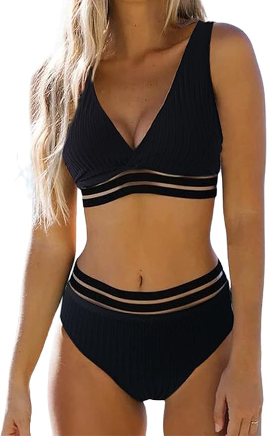 Hilinker Women's Leopard Bikini Swimsuits V Neck High Waisted 2 Piece Bathing Suits | Amazon (US)