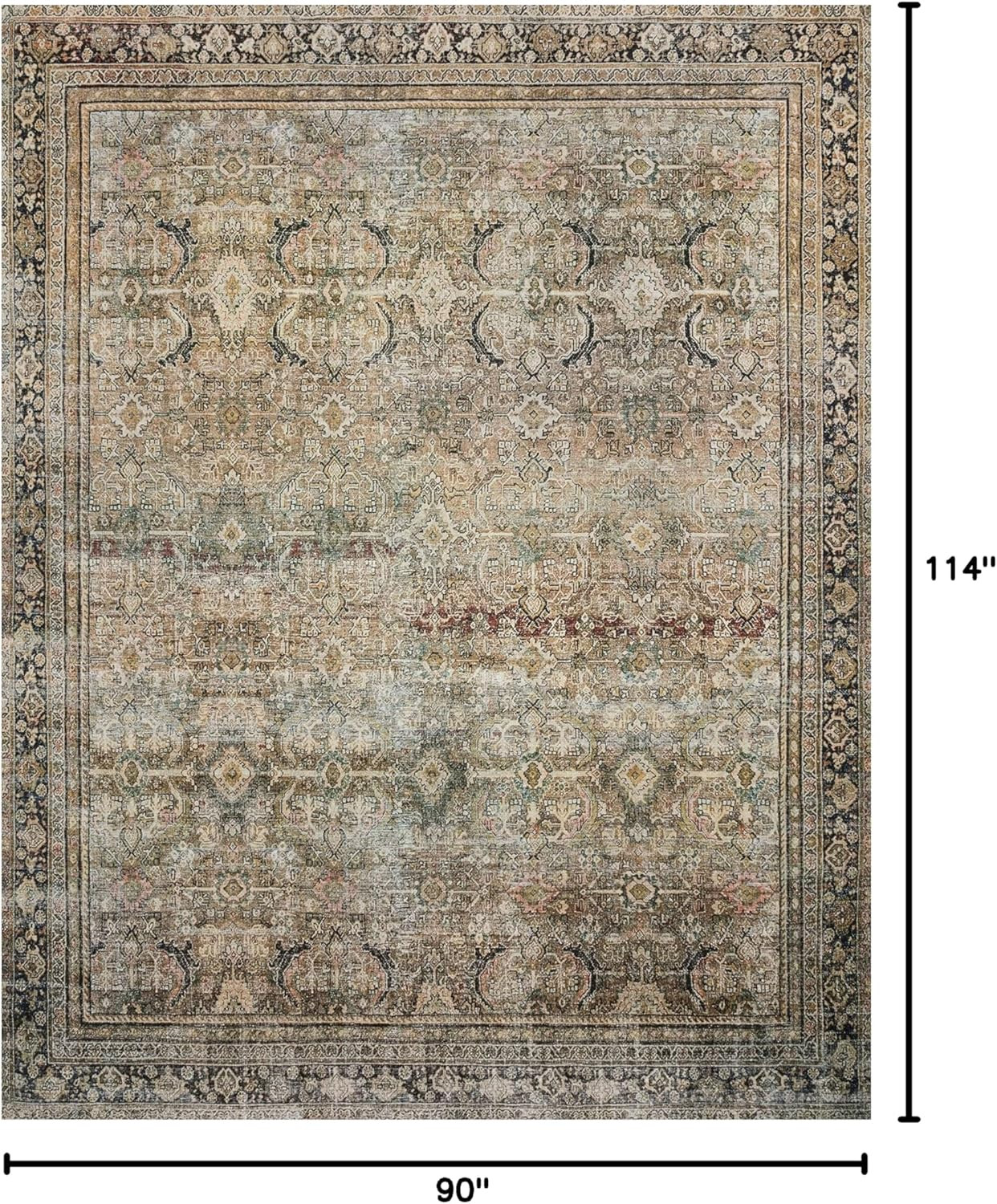 Loloi Layla Collection LAY-03 Olive/Charcoal 7'-6" x 9'-6" .13" Thick Area Rug, Soft, Durable, Vi... | Amazon (US)
