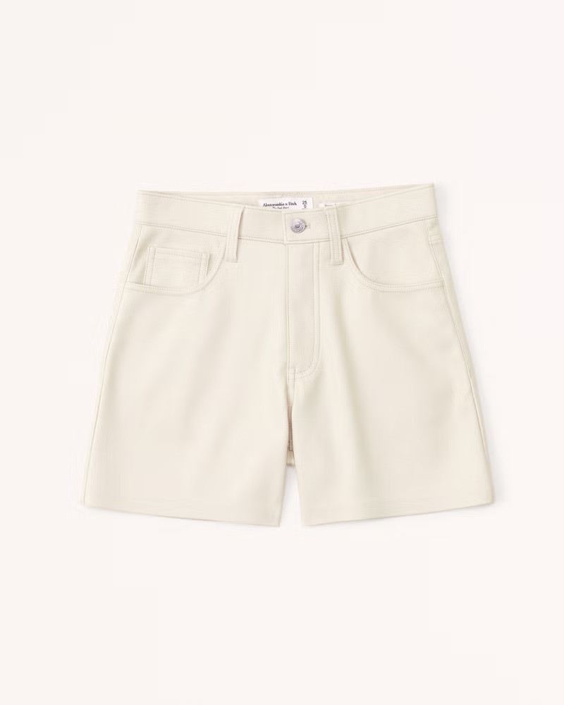 Abercrombie & Fitch Women's Vegan Leather Dad Short in Cream - Size 28 | Abercrombie & Fitch (US)
