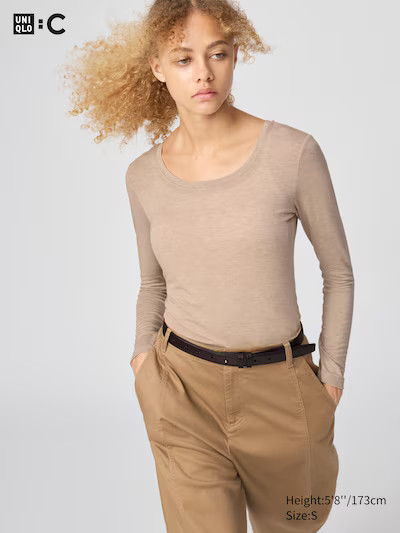 HEATTECH Extra Warm Cashmere Blend Scoop Neck T-Shirt | UNIQLO (UK)