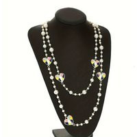 PEACH ACCESSORIES Women's Playful Pearlies & Enamel Heart Long Necklace in Ivory | Debenhams UK