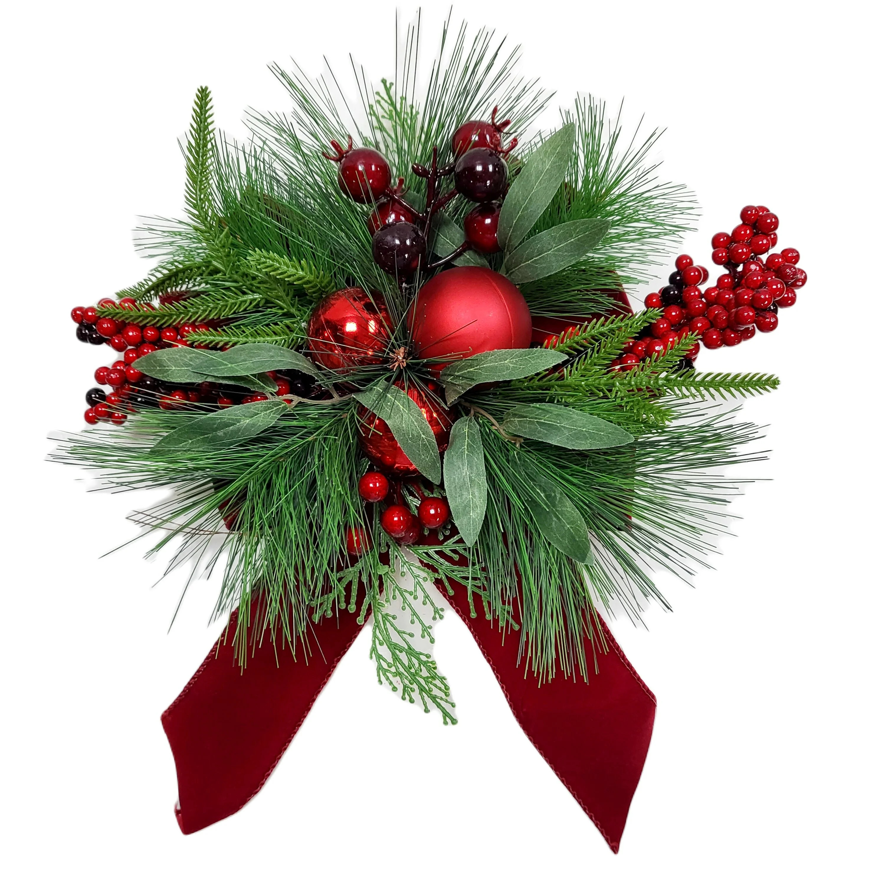 Berries and Pine Floral Bow Christmas Decor, Multicolor, 13", by Holiday Time | Walmart (US)