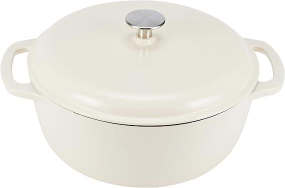 Amazon Basics Enameled Cast Iron Round Dutch Oven with Lid and Dual Handles, Heavy-Duty & Large, ... | Amazon (US)