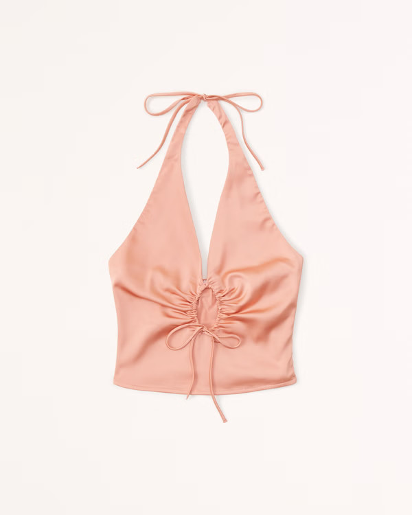 Satin Cinched Halter Top | Abercrombie & Fitch (US)