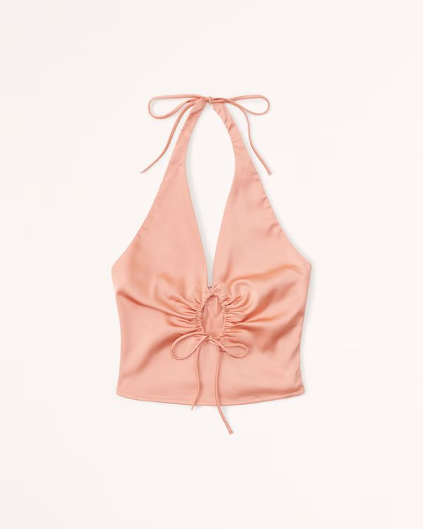 Women's Satin Cinched Halter Top | Women's Tops | Abercrombie.com | Abercrombie & Fitch (US)