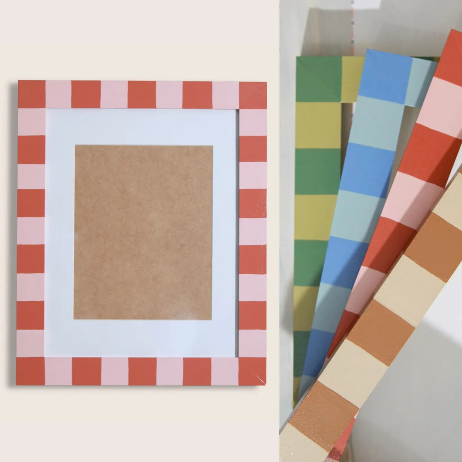 Striped Frame | Checkered Frame | Hand Painted Picture Frames | Cottage Style Photo Frame | Folk ... | Etsy (Global)