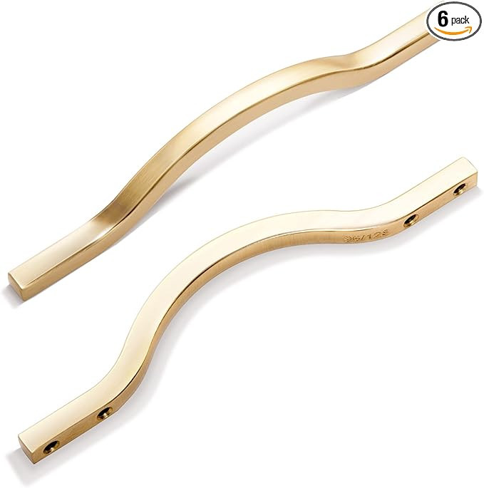 Goo-Ki Low Profile Brushed Brass Cabinet Pulls, Double Hole Centers(3.8''/5'') Zinc Alloy Handle ... | Amazon (US)