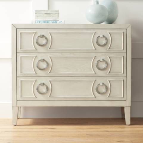 Reeds 39 1/2" Wide White Wood 3-Drawer Accent Chest | Lamps Plus