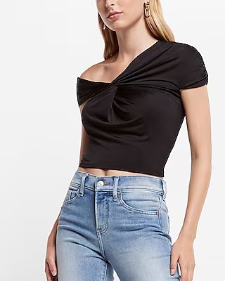 Body Contour Silky Twist One Shoulder Cropped Tee | Express