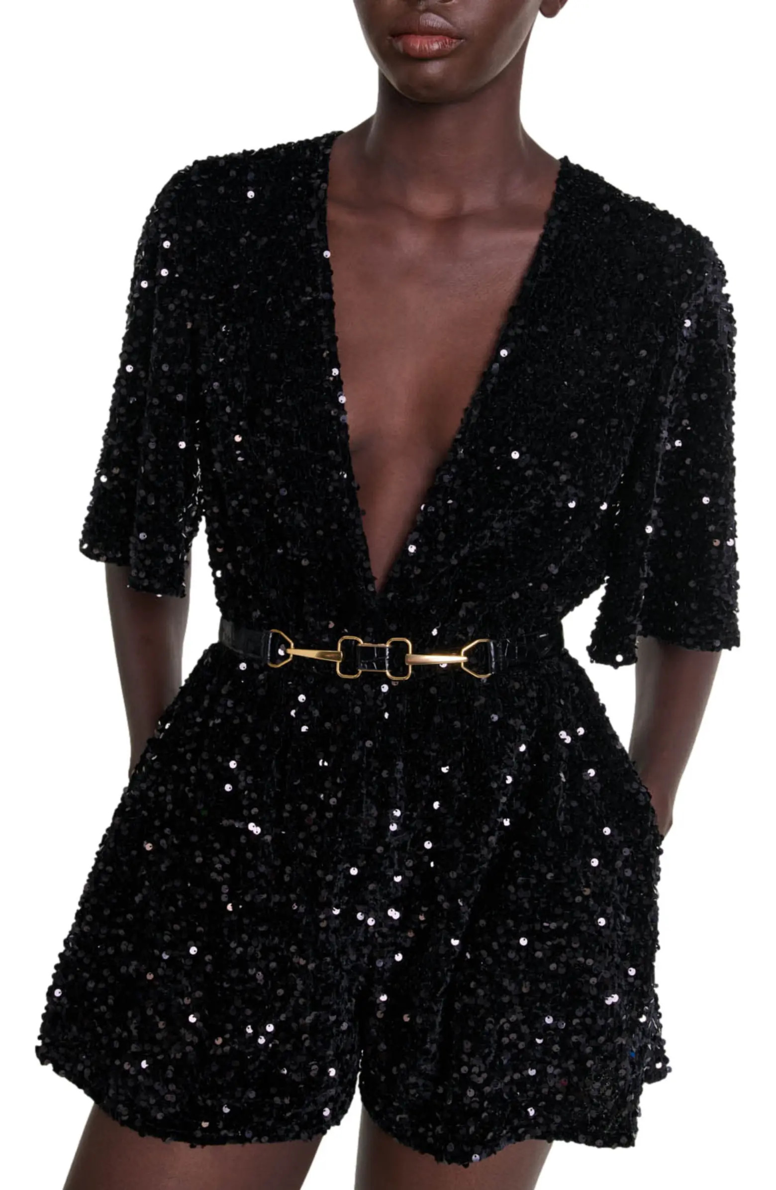Sequinned velvet playsuit | Nordstrom