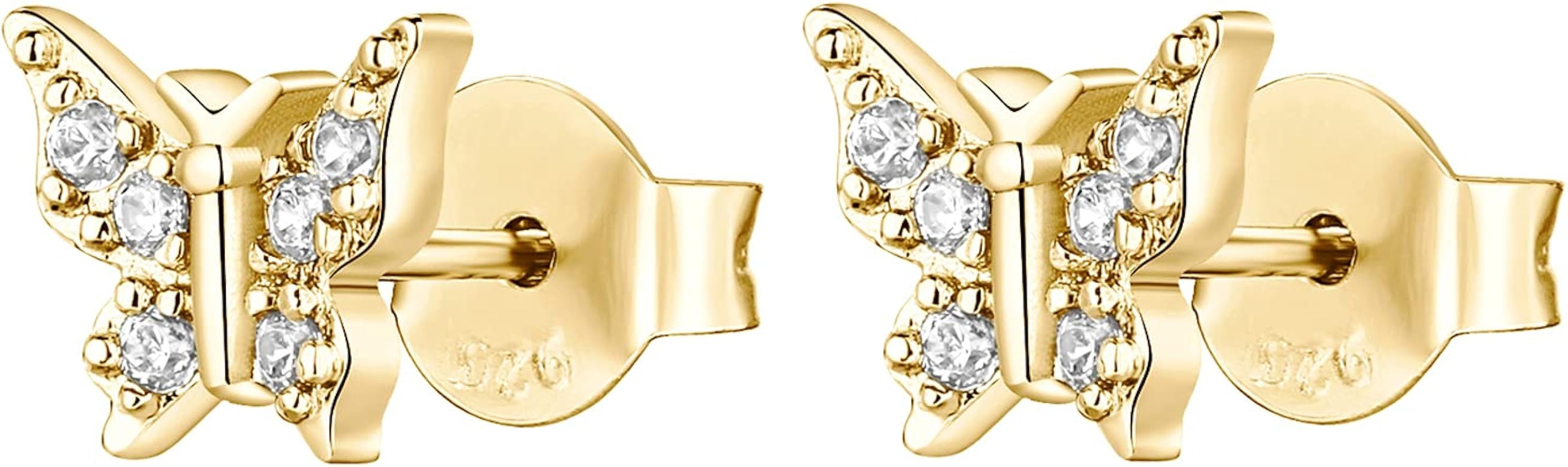 PAVOI 14K Gold Plated Sterling Silver Celestial Lightning Bolt, Moon and Star Earrings | Dainty E... | Amazon (US)