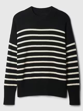 Oversized Stripe High Neck Crewneck Sweater | Gap Factory