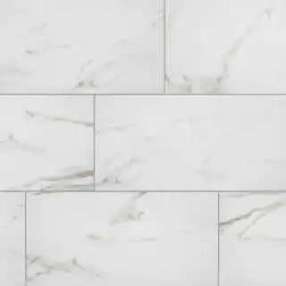 Michelangelo Calacatta Rectified 12 in. x 24 in. Porcelain Floor and Wall Tile (13.3 sq. ft. /cas... | The Home Depot