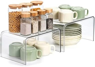 Clear Cabinet Organizer, Shelf Organizer Set of 2 for Kitchen Pantry Organizers and Storage, Disp... | Amazon (US)