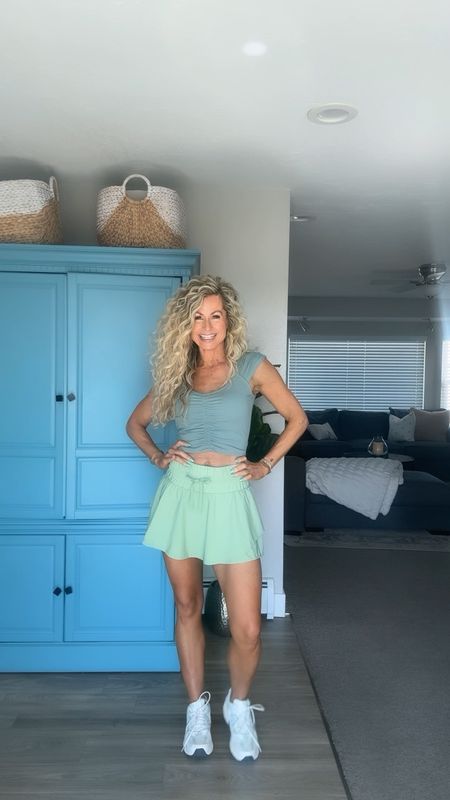 Small skirt 
Medium top ( top is lighter green in person than the picture on amazon) 

#LTKfitness #LTKover40 #LTKstyletip