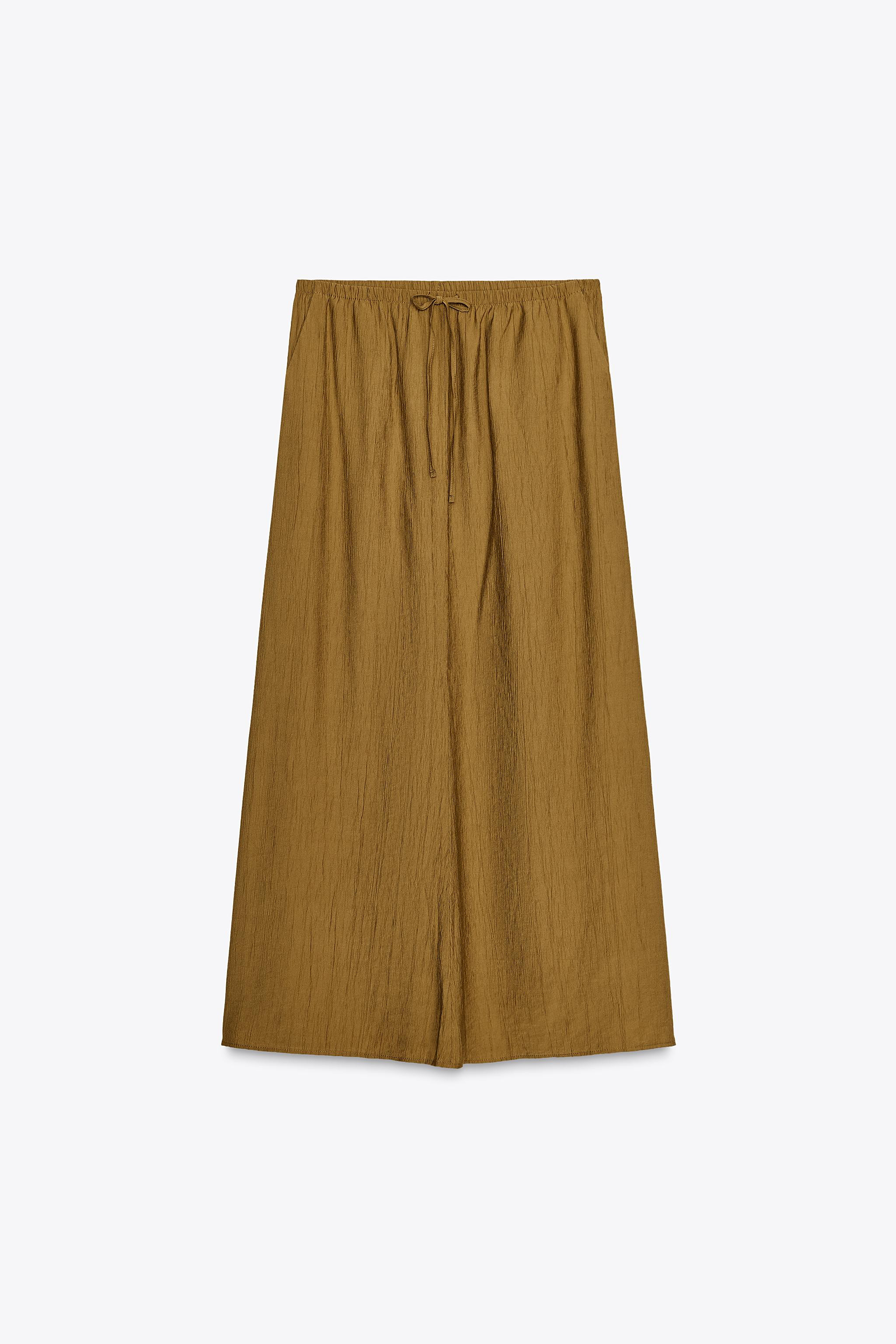 CRINKLE-EFFECT MIDI SKIRT | Zara UK