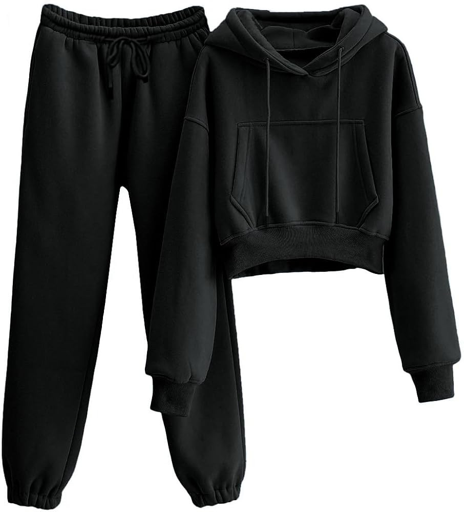Women's 2pc Airport Outfits Casual Hoodie Fleece Tracksuit Sweatshirt Pullover Jogging Pants Pock... | Amazon (US)