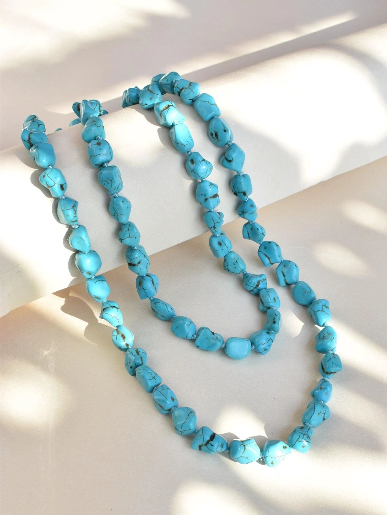 Turquoise Beaded Necklace | SHEIN