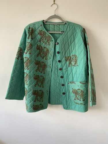 Indian Block Print Quilted Jacket - Handmade - Elephant | eBay UK