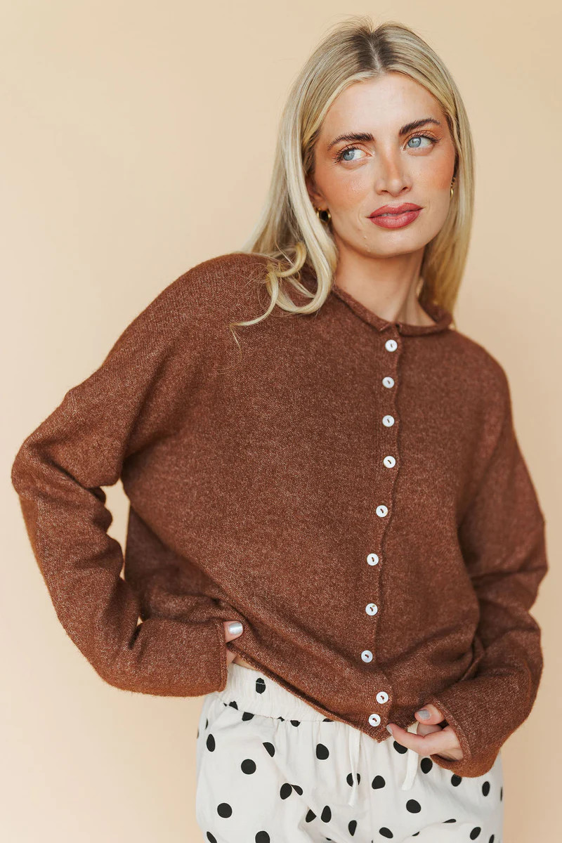 Piper Cardigan in Chocolate | Henly