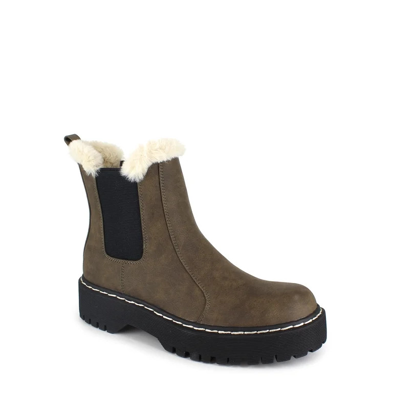 PORTLAND by Portland Boot Company Women's Faux Fur Trim Chelsea Boot | Walmart (US)