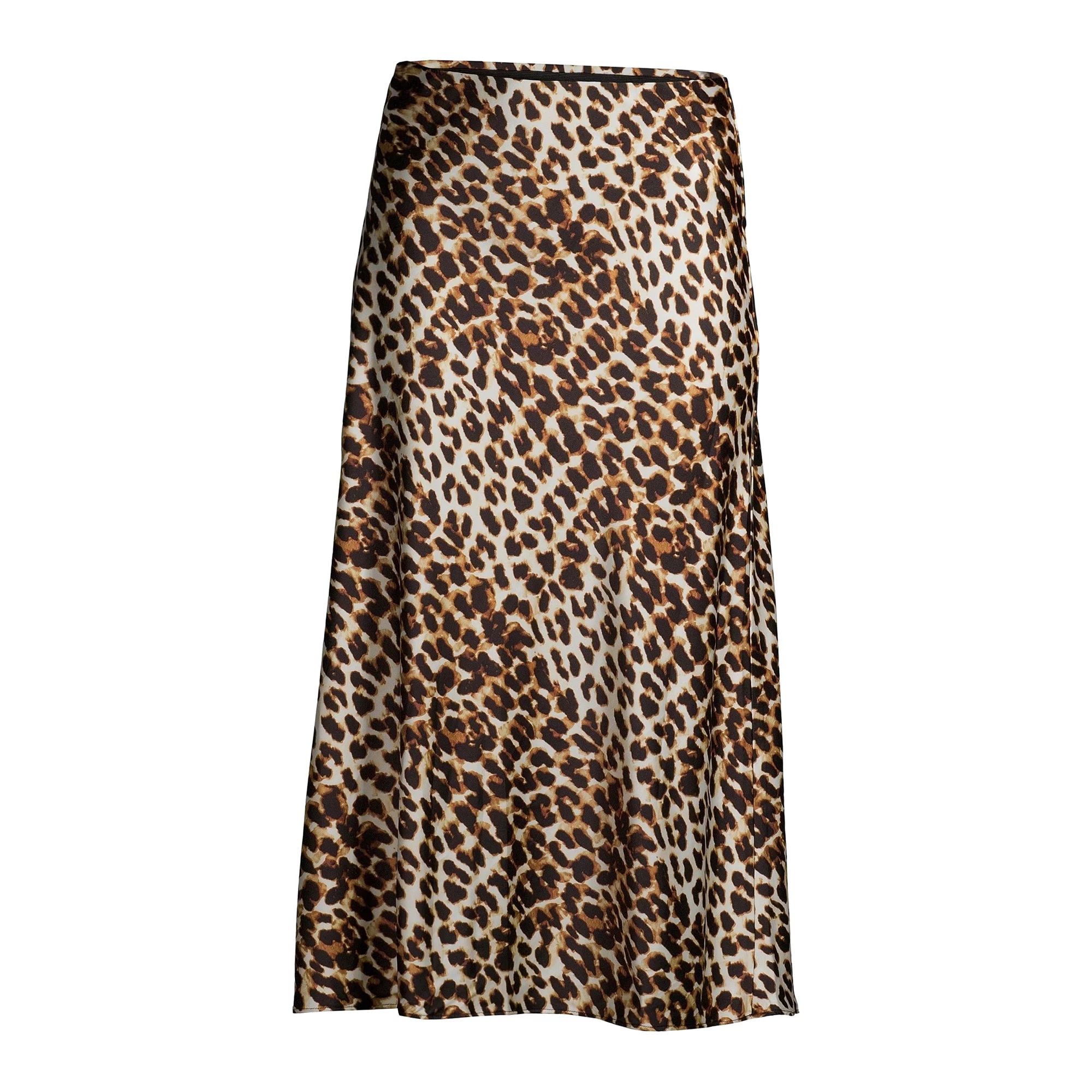 Scoop Women’s Printed Midi Slip Skirt, Neutral Ombré Leopard (medium) | Walmart (US)