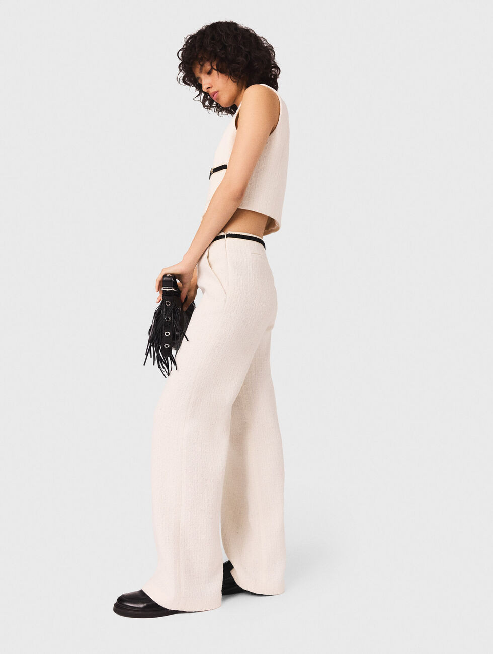 Weite hose in Tweed-Optik Weiß für Damen | Maje | Maje EU