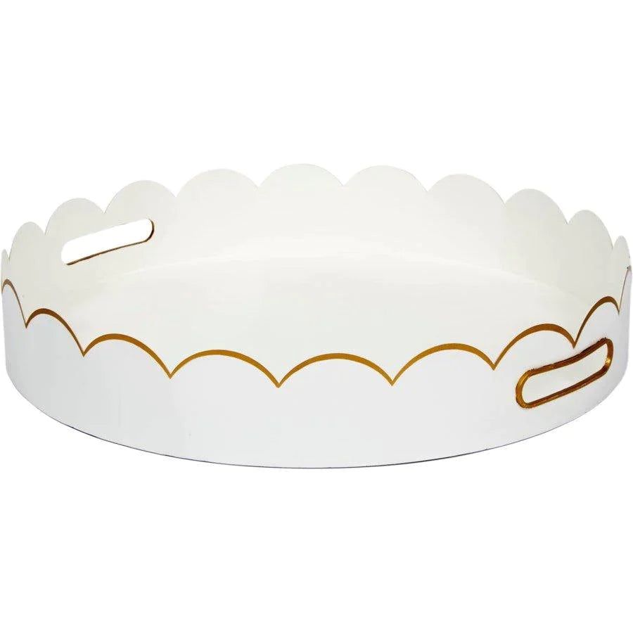 Round Metal Scalloped Edge Tray with Gold Detailing | The Well Appointed House, LLC