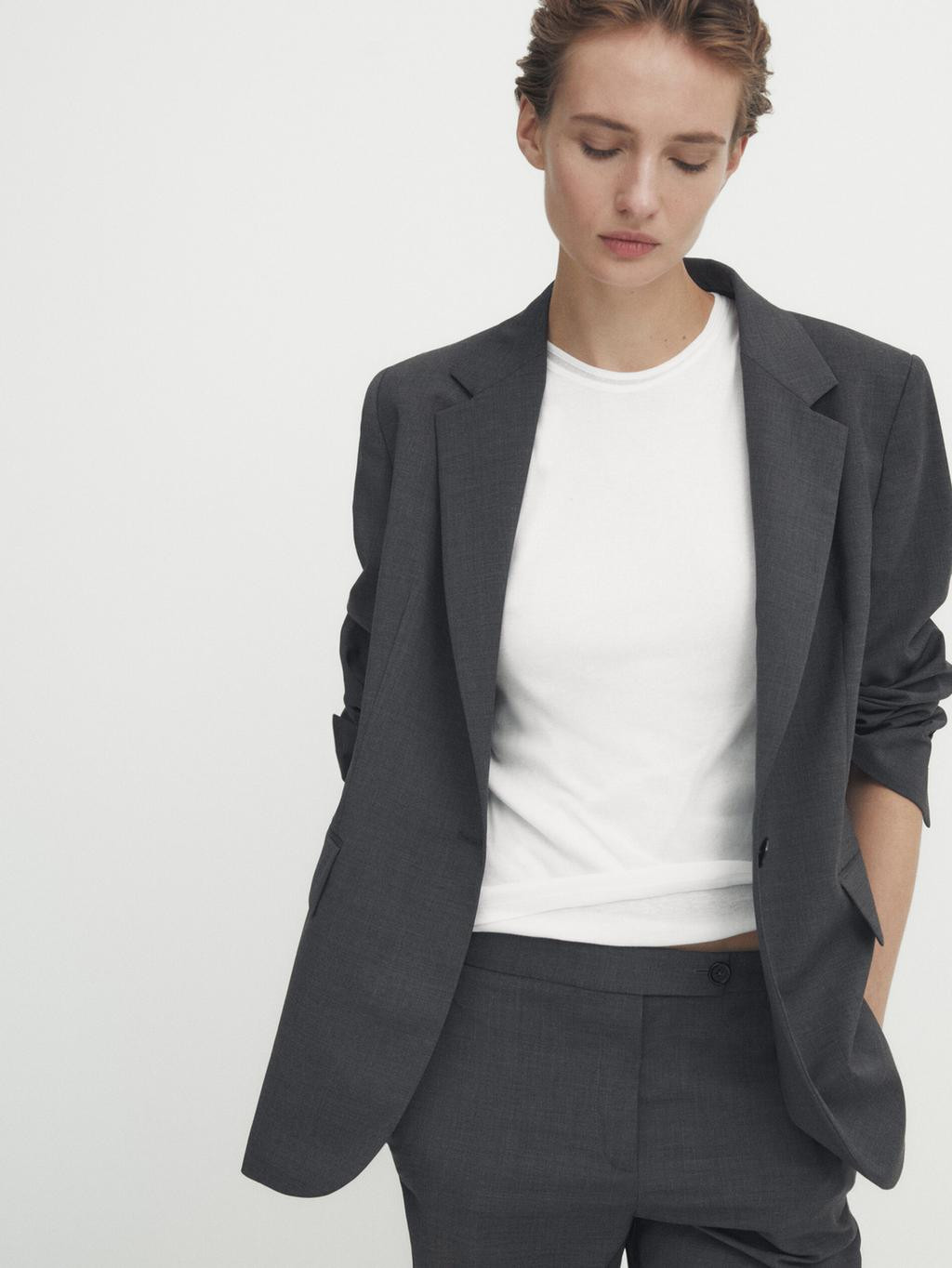Grauer Anzugblazer aus Sommerwolle | Massimo Dutti DE