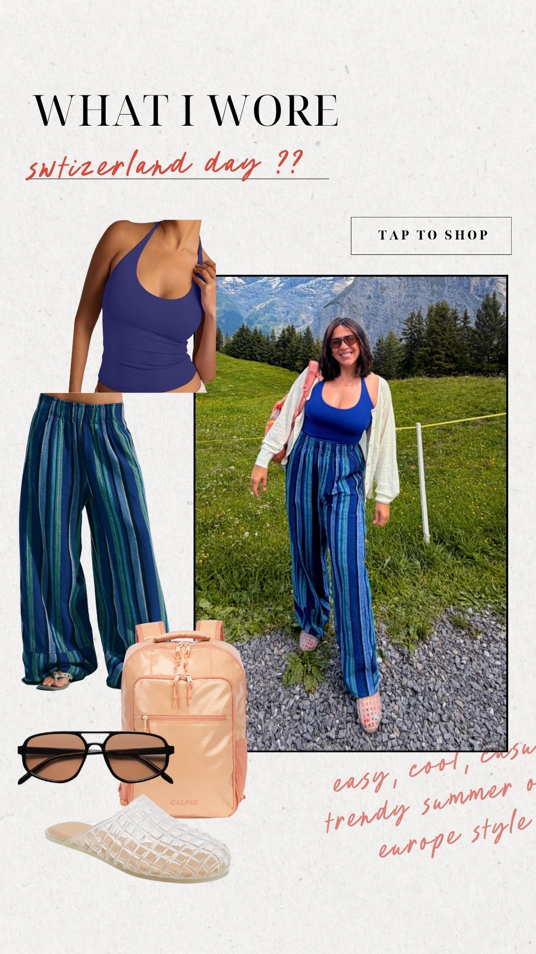 What I wore in Switzerland
European hot summer mom outfit
Size m in pants and L in top

#LTKootd #LTKMidsize #LTKSeasonal