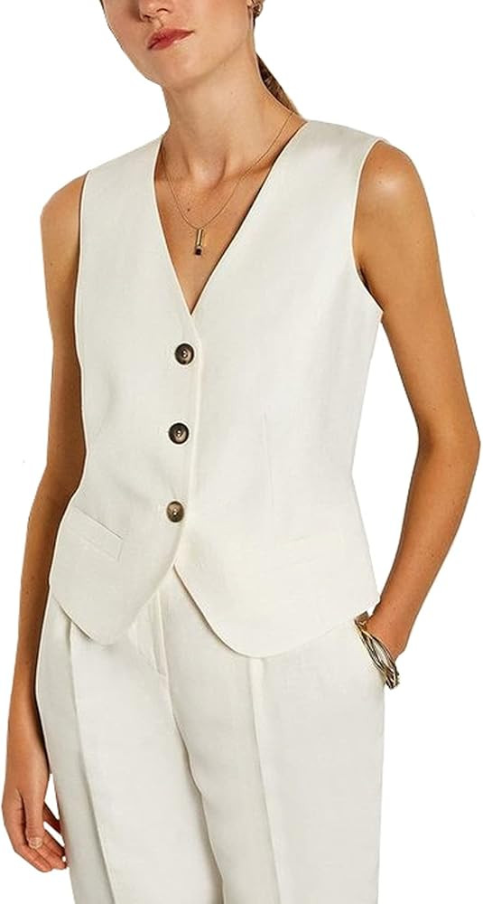 Lilis Women's Regular Fitted Vest Business Dress Suits Button Down Waistcoat | Amazon (US)
