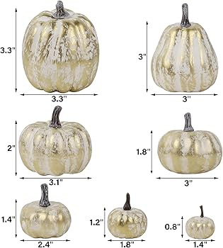 winemana 46 Pcs Assorted Size Artificial Pumpkins Fall Decorations, Gold Foam Pumpkin Autumn Deco... | Amazon (US)