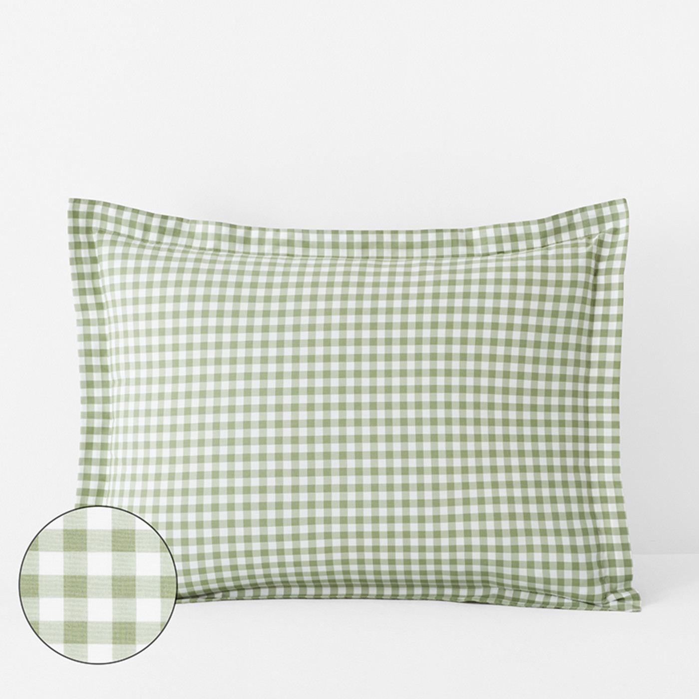 Gingham Classic Cool Organic Cotton Percale Sham - Moss, Standard | The Company Store