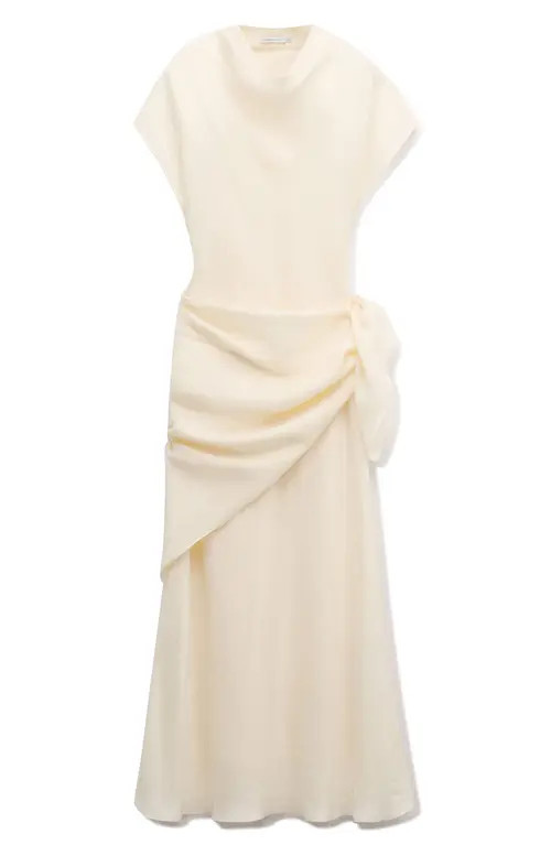 MANGO Midi Scarf Dress in Ecru at Nordstrom, Size 2 | Nordstrom