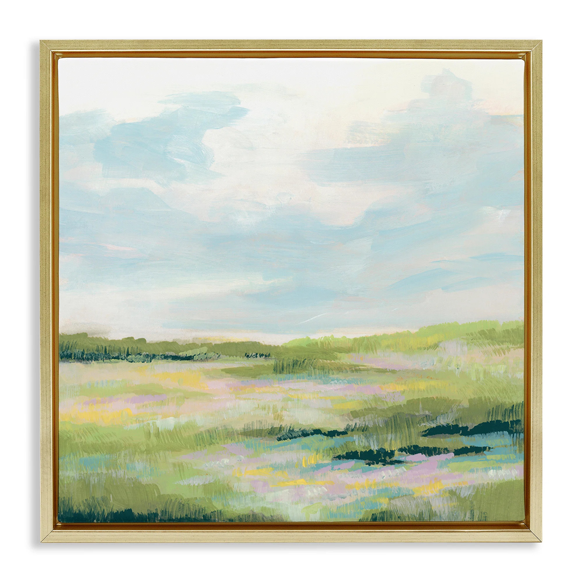 Pastel Meadow Landscape Framed Floater Canvas Wall Art By June Erica Vess | Wayfair North America