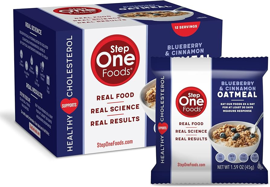 Step One Foods Blueberry Cinnamon Oatmeal, Heart Healthy Snack Plant Sterols, Omega 3's and Dieta... | Amazon (US)